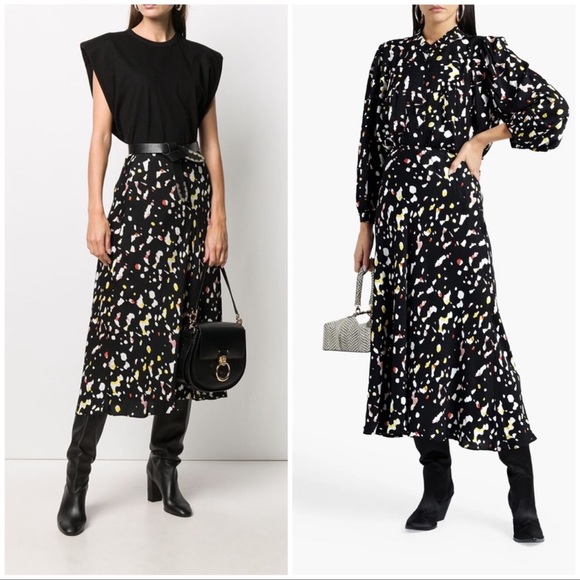 Ba&sh Tomy Satin Jacquard Midi Skirt Black Size Medium - Picture 8 of 9